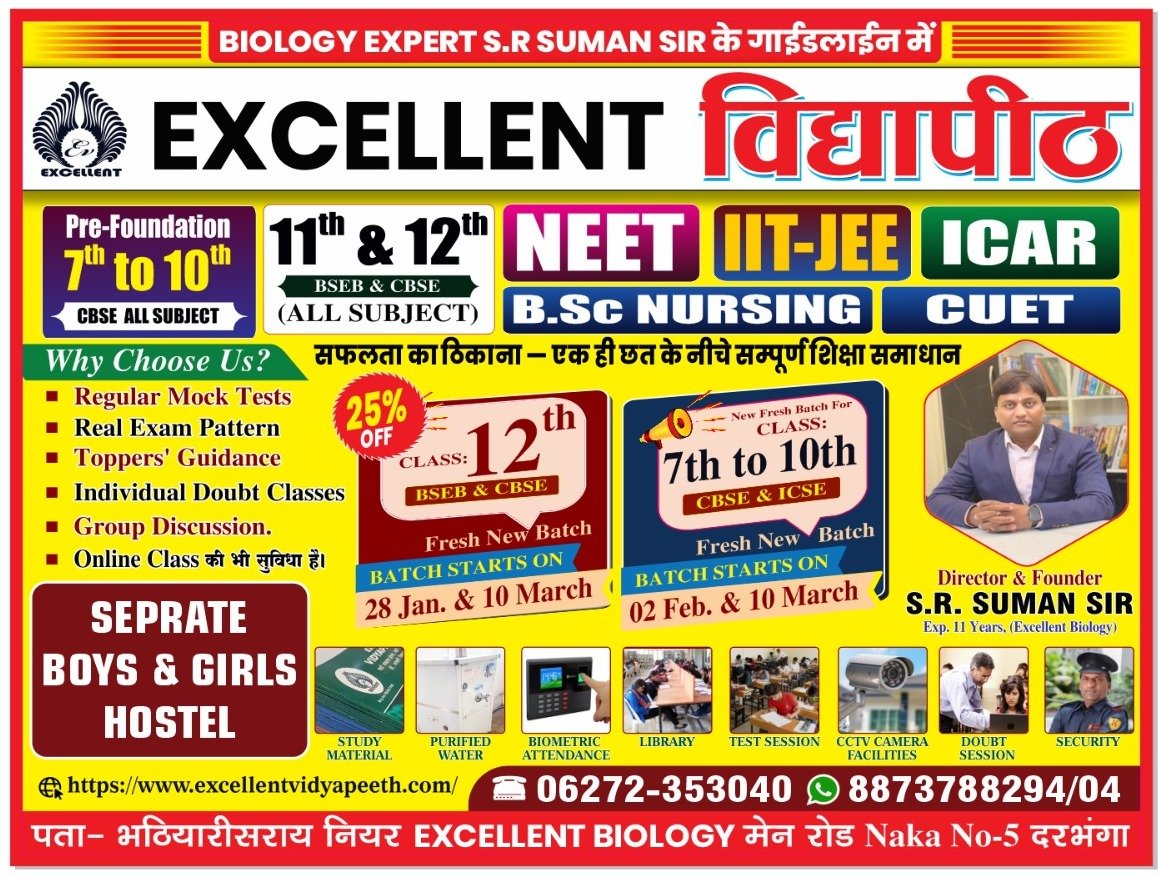Best Foundation Coaching institute in Darbhanga 8873788204 Excellent विद्यापीठ