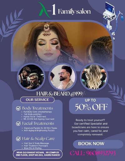 Best Bridal Makeover in Kadru Ranchi 9608932793 A-1 Family Salon & Academy